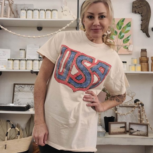 Livy Lu Tops - NWT Livy Lu Thrifted USA tee